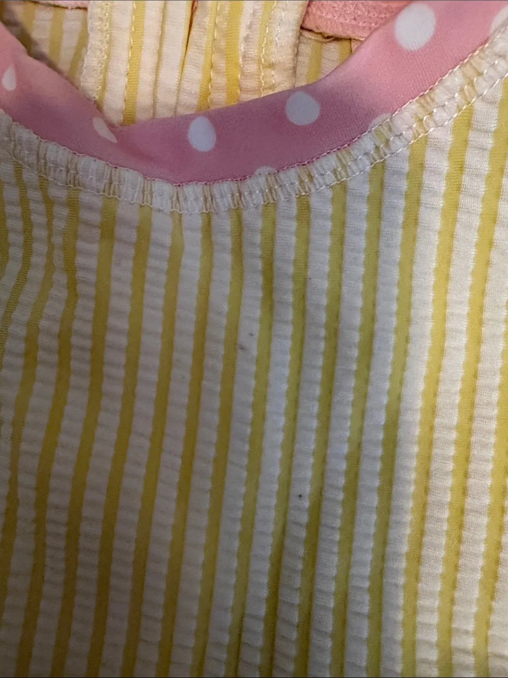 Ruffle Butts size 3-6M Baby One-Piece Swimsuit - Yellow with Pink Trim